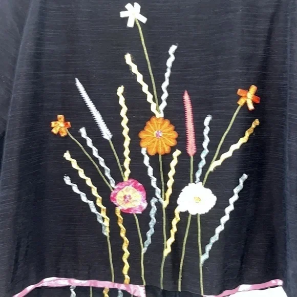 Vintage black floral wearable art blazer jacket sz XL boho hippie mixed media - Picture 9 of 9